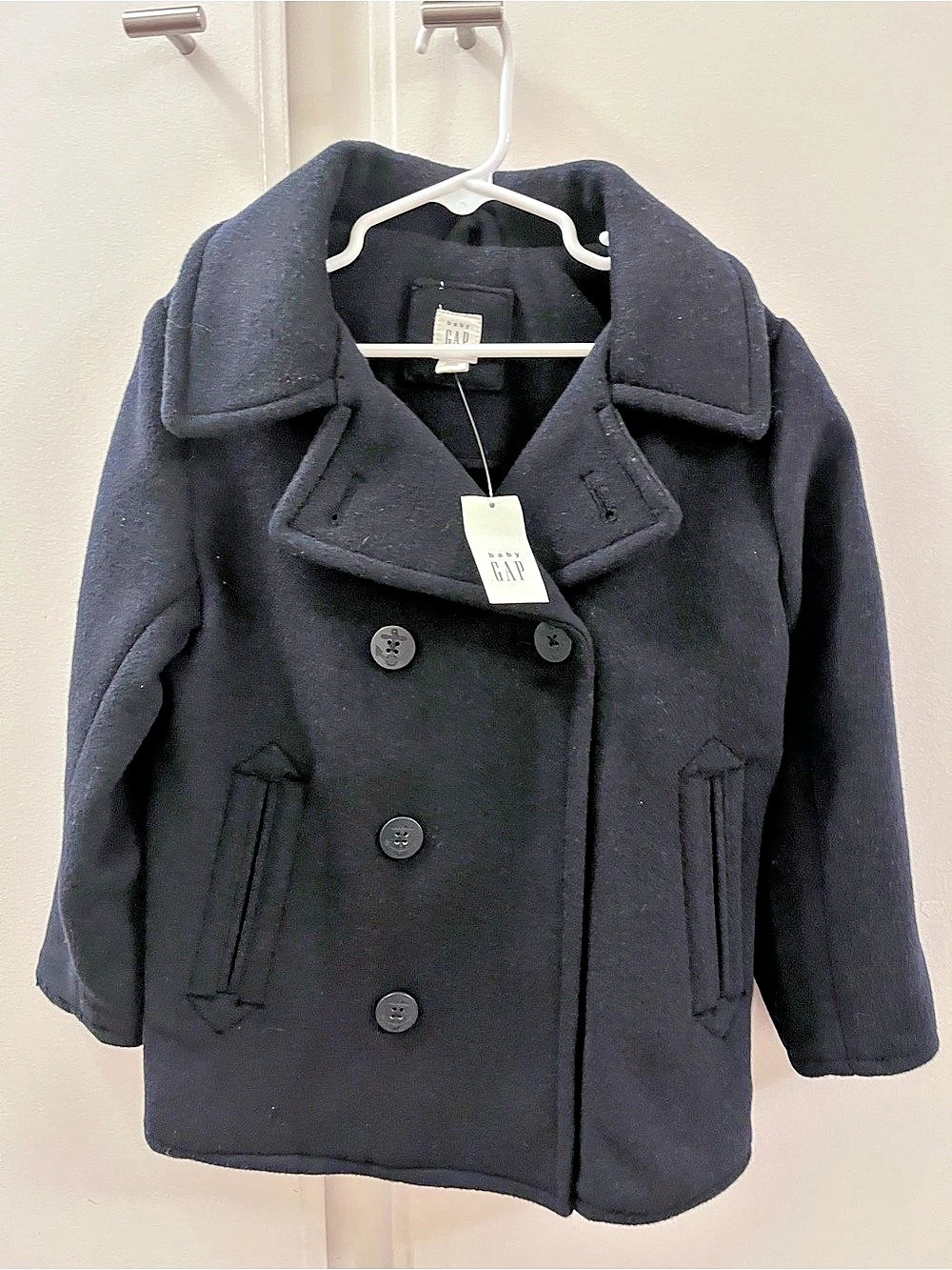 NWT Baby Gap Boys Navy Wool Blend Peacoat Size 5T Double Breasted